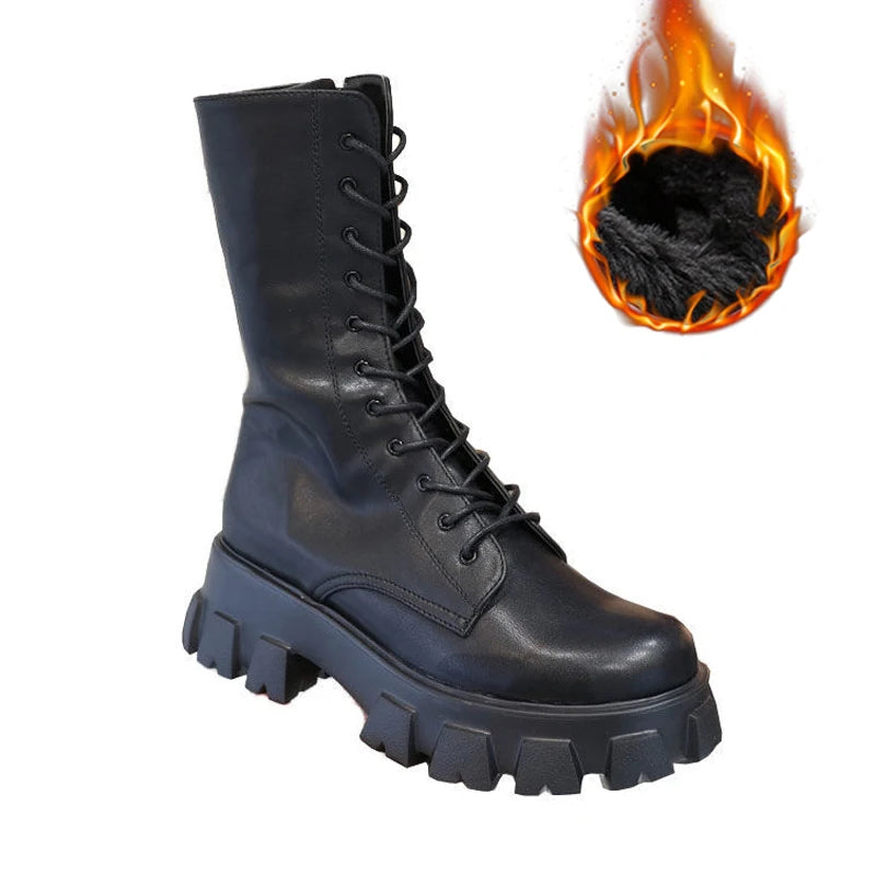 Averic Mid-Calf Boots – All-Season Chelsea Platform With Fur-Trim Luxury